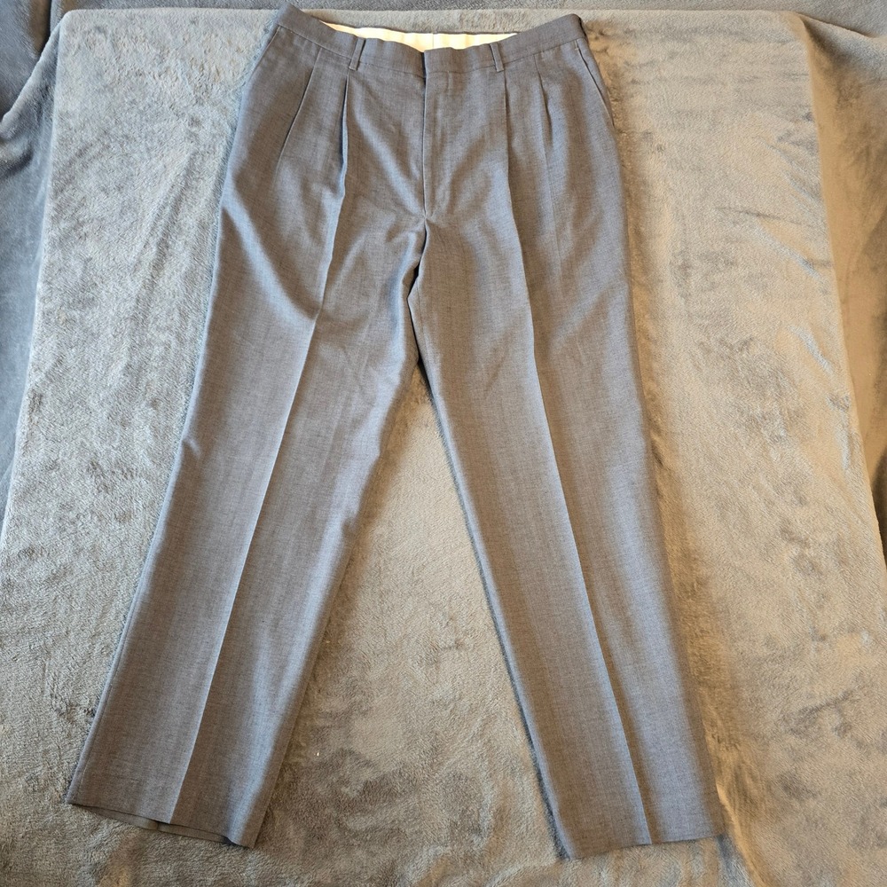 Vintage Reed‎ St James Gray Pleated Dress Pants Men 36x30 Dacron Polyester Blend - Picture 4 of 11